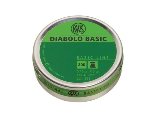 an image of the product RWS Diabolo Basic .177/4.5mm Flat Nose Pellets- Tin of 300 - 3217398