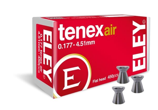 an image of the product Eley Tenex Air .177/4.51mm Flat Head Pellets- Pack of 450 - 46130
