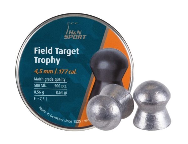 an image of the product H&N Sport Field Target Trophy .177 Caliber/4.5mm Domed Target Pellets- Tin of 500 - 92104500005