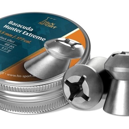an image of the product H&N Sport Baracuda Extreme .177 Caliber/4.5mm Cross-Shaped Hollow Tip Pellets- Tin of 400 - 92164500003