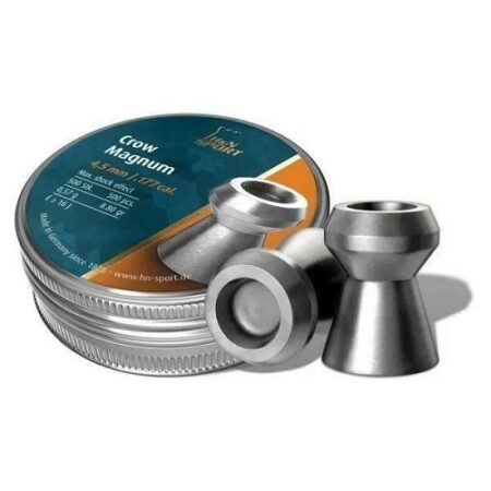 an image of the product H&N Crow Magnum .177 Caliber/4.5mm Hollow Point Hunting Pellets- Tin of 500 - 92224500005