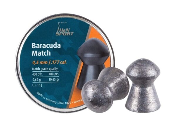 an image of the product H&N Sport Baracuda Match .177 Caliber/4.5mm Domed Match Pellets- Tin of 400 - 92284500004
