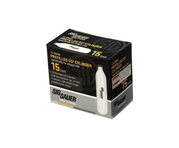 an image of the product SIG SAUER 12 Gram Prefilled CO2 Cylinder- Pack of 15 - AC-12-15