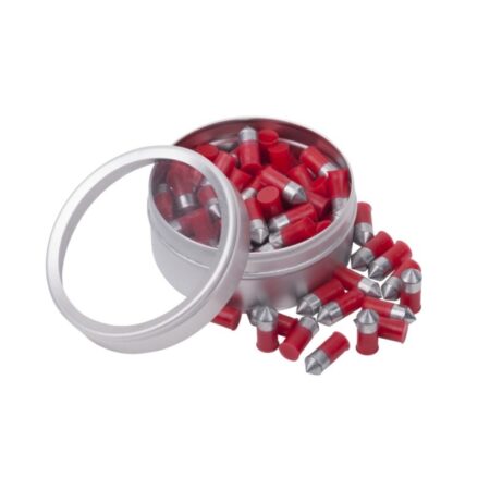 an image of the product Crosman Red Flight Penetrators .22 Caliber/5.5mm Lead-Free Heavy Pointed Penetrator Pellets- Tin of 100 - LF22167