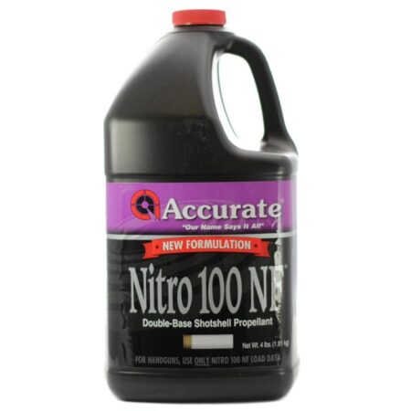 Accurate Nitro 100 New Formulation Smokeless Powder- 4 Lbs. (HAZMAT Fee Required)- ACCNIT4