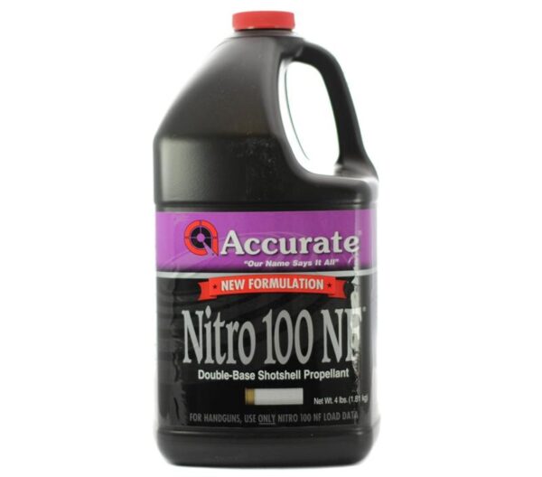 Accurate Nitro 100 New Formulation Smokeless Powder- 4 Lbs. (HAZMAT Fee Required)- ACCNIT4