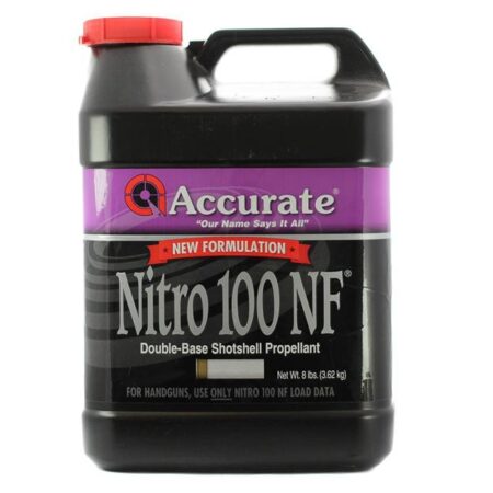 Accurate Nitro 100 New Formulation Smokeless Powder- 8 Lbs. (HAZMAT Fee Required)- ACCNIT8