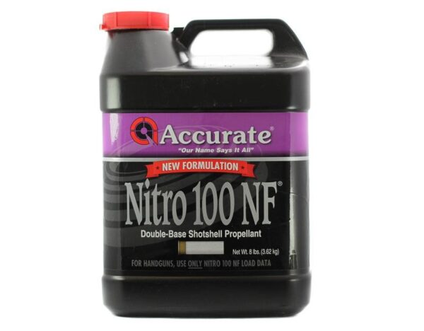 Accurate Nitro 100 New Formulation Smokeless Powder- 8 Lbs. (HAZMAT Fee Required)- ACCNIT8