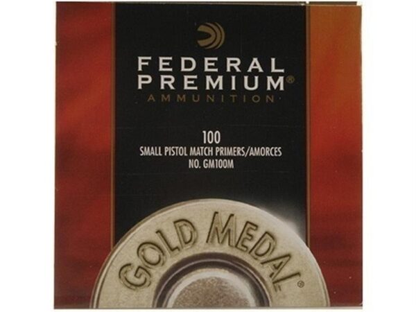 Federal Premium Gold Medal Small Pistol Match Primers #100M- Box of 100 (HAZMAT Fee Required)- GM100M-100