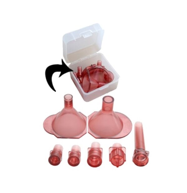 an image of the product MTM Universal Powder Funnel Kit- Translucent Red- AF729CLEARRED