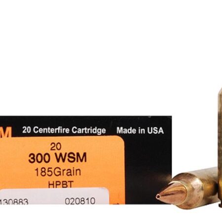 HSM Trophy Gold .300 Winchester Short Magnum (WSM) 185 Gr. Berger Hunting VLD Hollow Point Boat Tail- Box of 20