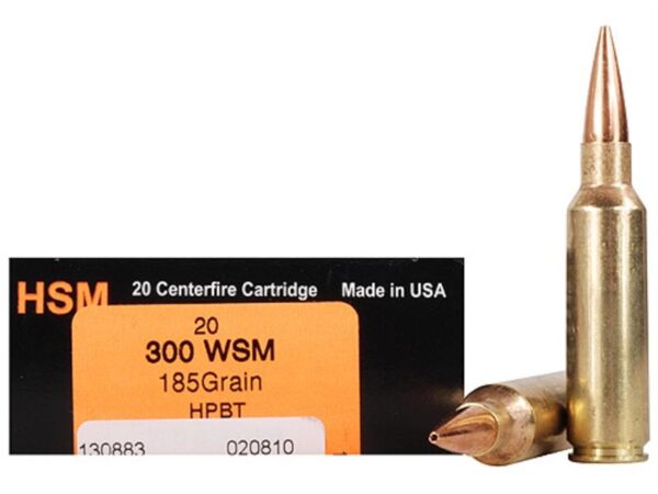 HSM Trophy Gold .300 Winchester Short Magnum (WSM) 185 Gr. Berger Hunting VLD Hollow Point Boat Tail- Box of 20