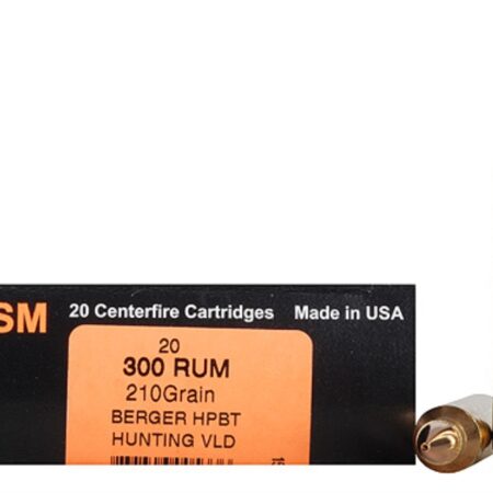 HSM Trophy Gold .300 Remington Ultra Magnum 210 Gr. Berger Hunting VLD Hollow Point Boat Tail- Box of 20