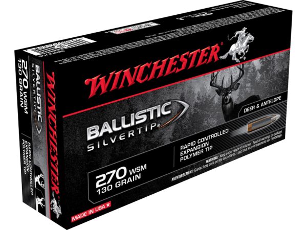 Winchester Supreme .270 Winchester Short Magnum (WSM) 130 Gr. Ballistic Silvertip- Box of 20