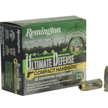 Remington Compact Handgun Defense .40 S&W 180 Gr. Brass Jacketed Hollow Point- Box of 20