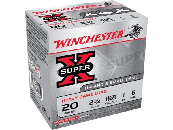 Winchester Super-X Heavy Game Load 20 Gauge 2-3/4" 1 oz #6 Shot- Box of 25