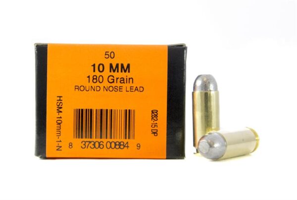 HSM 10mm Auto 180 Gr. Lead Round Nose- Box of 50