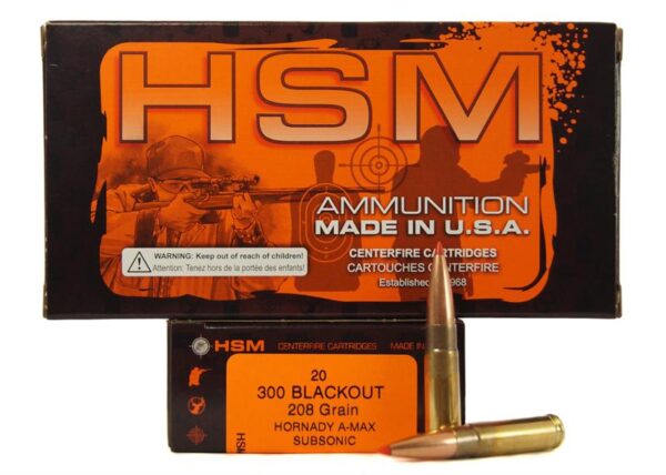 HSM .300 AAC Blackout 208 Gr. Hornady A-Max Subsonic- Box of 20