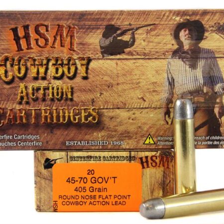 HSM .45-70 405 Gr. Round Nose Flat Point "Cowboy Action" Lead- Box of 20