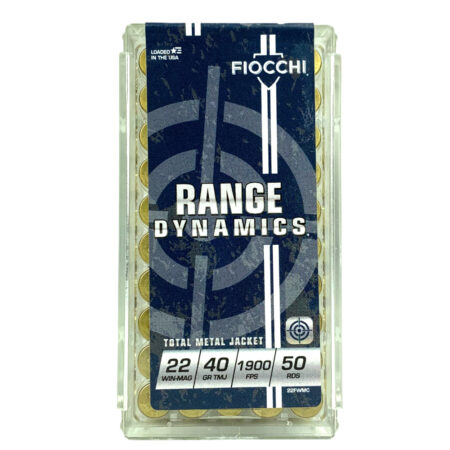Fiocchi Range Dynamics .22 Winchester Magnum Rimfire (WMR) 40 Gr. Total Metal Jacket- Box of 50- 22FWMC