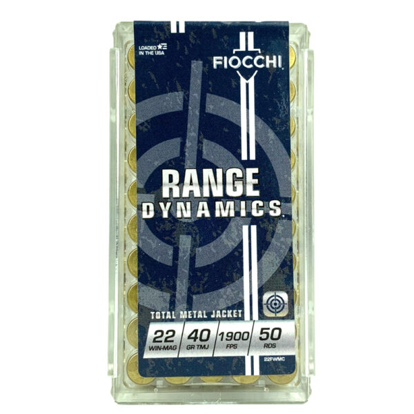 Fiocchi Range Dynamics .22 Winchester Magnum Rimfire (WMR) 40 Gr. Total Metal Jacket- Box of 50- 22FWMC