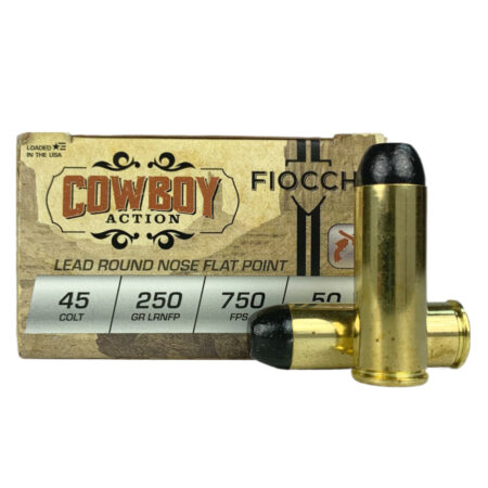 an image of the product Fiocchi Cowboy Action .45 Long Colt 250 Gr. Lead Round Nose Flat Point- Box of 50 - 45LCCA