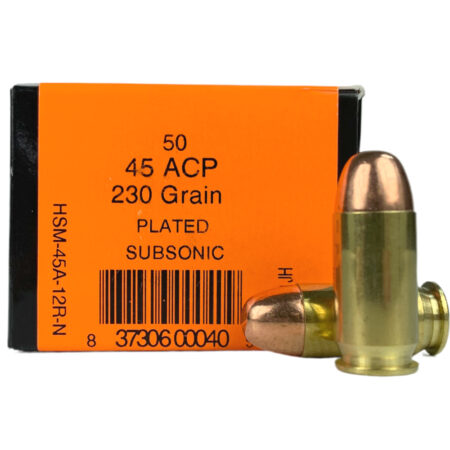 HSM .45 ACP 230 Gr. Plated Round Nose- Box of 50- 45A-12R-N