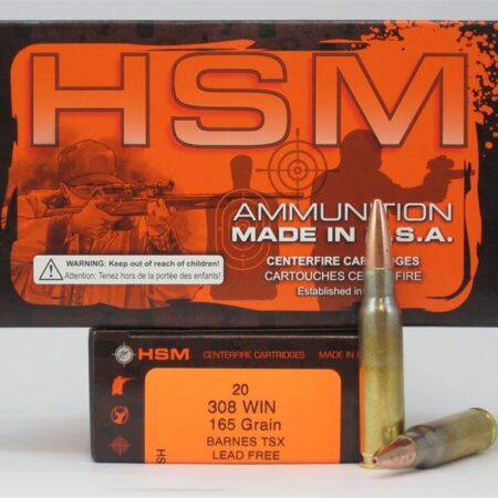 HSM .308 Winchester 165 Gr. Barnes TSX Boat Tail- Lead-Free- Box of 20