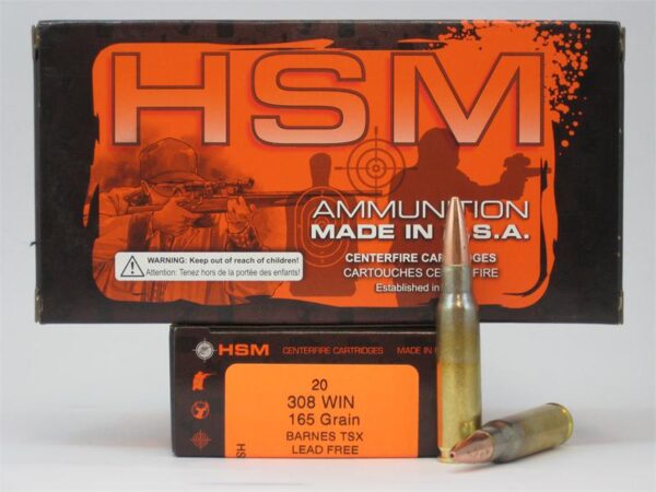 HSM .308 Winchester 165 Gr. Barnes TSX Boat Tail- Lead-Free- Box of 20