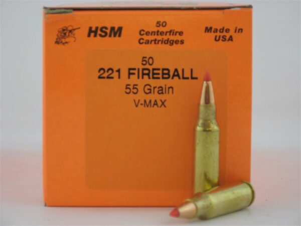 HSM .221 Fireball 55 Gr. Hornady V-Max- Box of 50