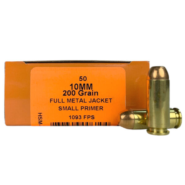 HSM Factory Blemish 10mm Auto 200 Gr. Full Metal Jacket(Small Primer)- Box of 50- 10mm-8-N-FB