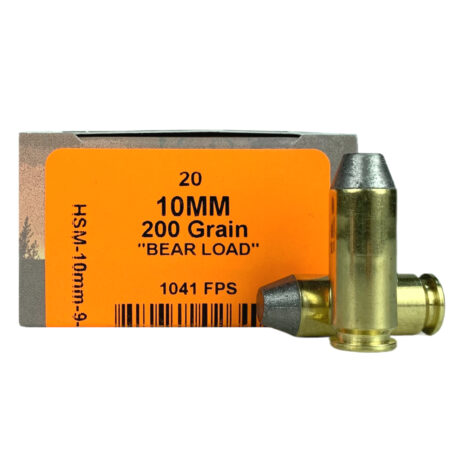 HSM 10mm Auto 200 Gr. Lead RNFP  "Bear Load"- Box of 20