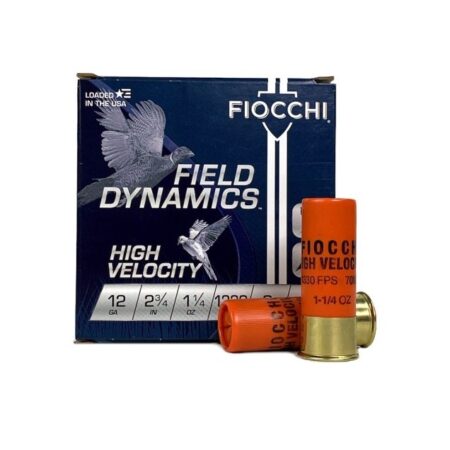 an image of the product Fiocchi Field Dynamics High Velocity 12 Gauge 2-3/4" 1-1/4 oz #9 Shot- Box of 25 - 12HV9