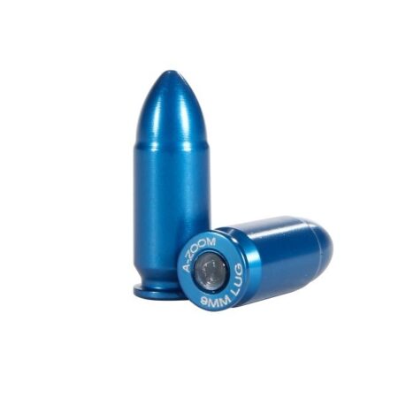 an image of the product A-ZOOM BLUE Action Proving Dummy Round, 9mm Luger, Snap Cap, Value Pack of 10- 15316