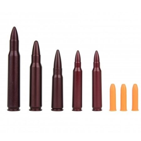 an image of the product A-ZOOM Top Rifle Action Proving Dummy Rounds, .223 Rem, .308 Win, .30-06 Spg, 7.62x39mm, .22 LR, Snap Caps, Variety Pack of 8- 16195