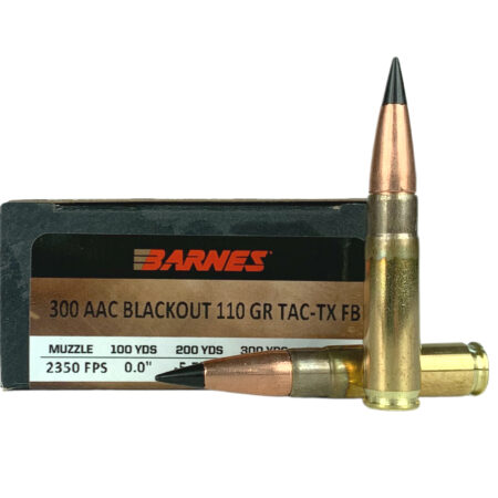 Barnes VOR-TX .300 AAC Blackout 110 Gr. Tipped TAC-TX Bullet Flat Base Lead-Free- Box of 20