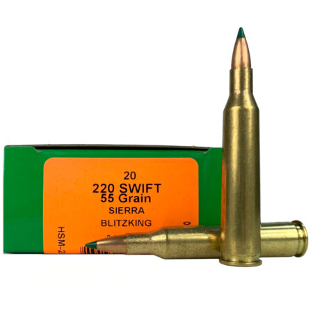 HSM .220 Swift 55 Gr. Sierra BlitzKing- Box of 20- 220SW-1-N