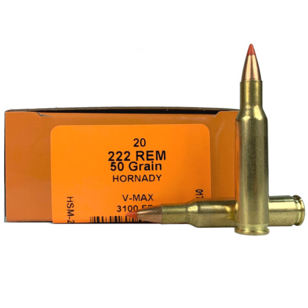 HSM .222 Remington 50 Gr. Hornady V-Max- Box of 20- 222-8-N-20