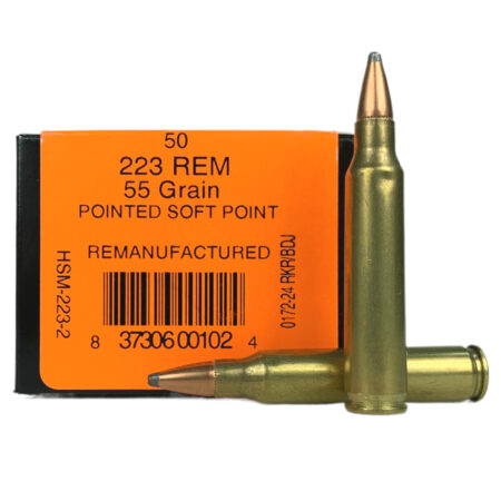 HSM .223 Remington 55 Gr. Pointed Soft Point - Remanufactured- Box of 50- 223-2