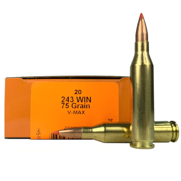 HSM .243 Winchester 75 Gr. Hornady V-Max- Box of 20- 243-2-N