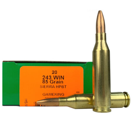 HSM .243 Winchester 85 Gr. Sierra GameKing Hollow Point Boat Tail- Box of 20- 243-9-N