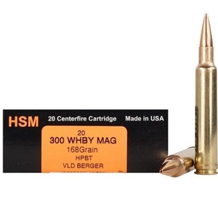 HSM Trophy Gold .300 Weatherby Magnum 168 Gr. Berger Hunting VLD Hollow Point Boat Tail- Box of 20