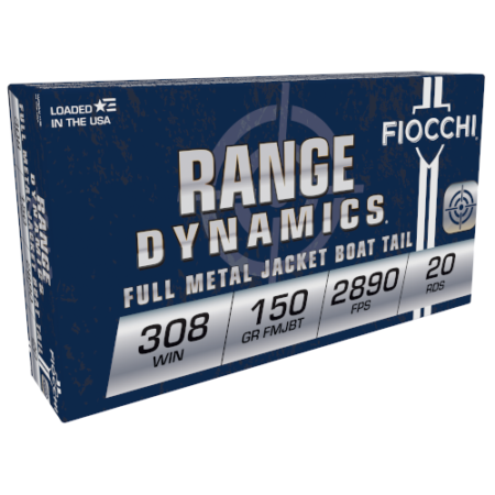 Fiocchi Range Dynamics .308 Winchester 150 Gr. Full Metal Jacket- Box of 20