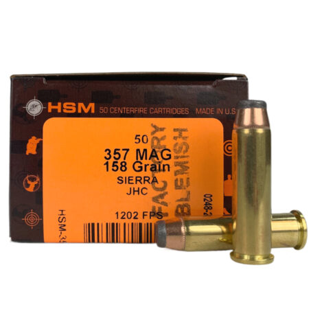 HSM Factory Blemish .357 Magnum 158 Gr. Sierra Jacketed Hollow Cavity- Box of 50- 357-23-N-FB