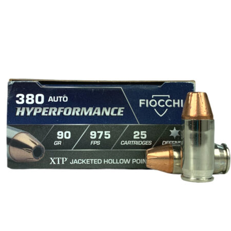 Fiocchi Hyperformance .380 ACP 90 Gr. Hornady XTP JHP- Box of 25- 380XTP25