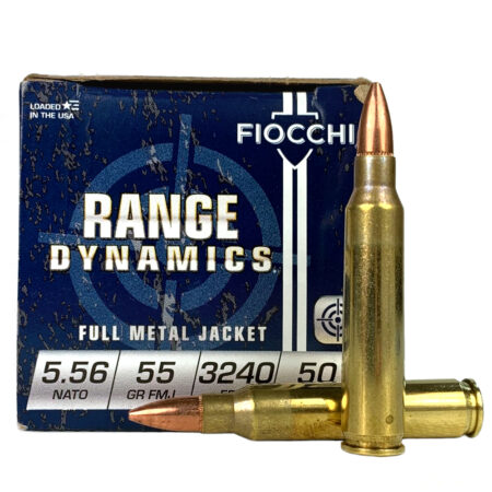Fiocchi Range Dynamics 5.56x45mm NATO 55 Gr. Full Metal Jacket Boat Tail- Box of 50- 556M193L