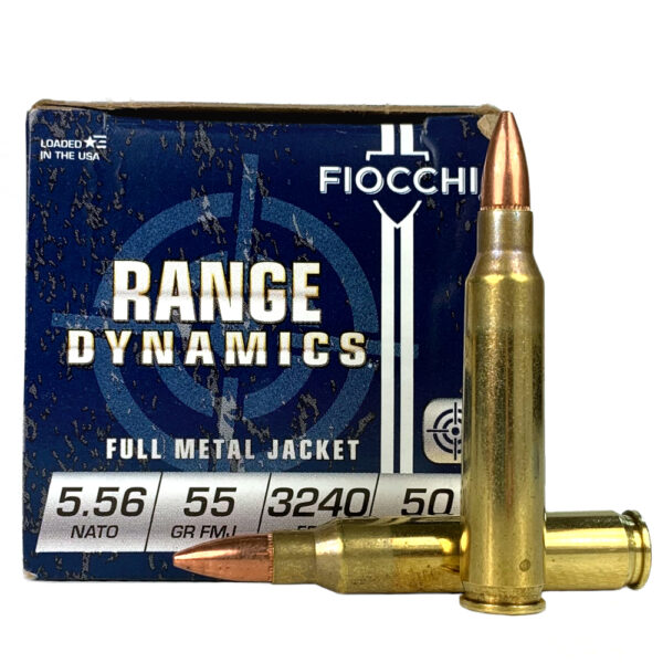 Fiocchi Range Dynamics 5.56x45mm NATO 55 Gr. Full Metal Jacket Boat Tail- Box of 50- 556M193L
