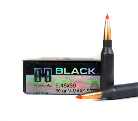 Hornady Black 5.45x39mm 60 Gr. V-Max Steel Case- Box of 20