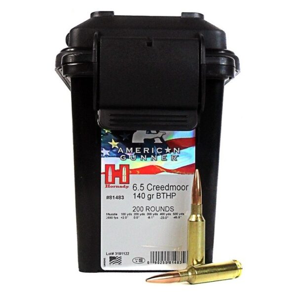 an image of the product Hornady American Gunner 6.5 Creedmoor 140 Gr. BTHP- Ammo Can of 200