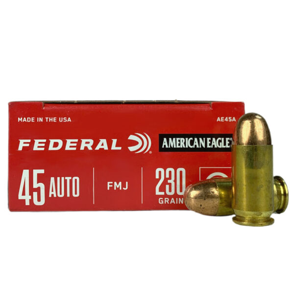 an image of the product Federal American Eagle .45 ACP 230 Gr. Full Metal Jacket- Box of 50